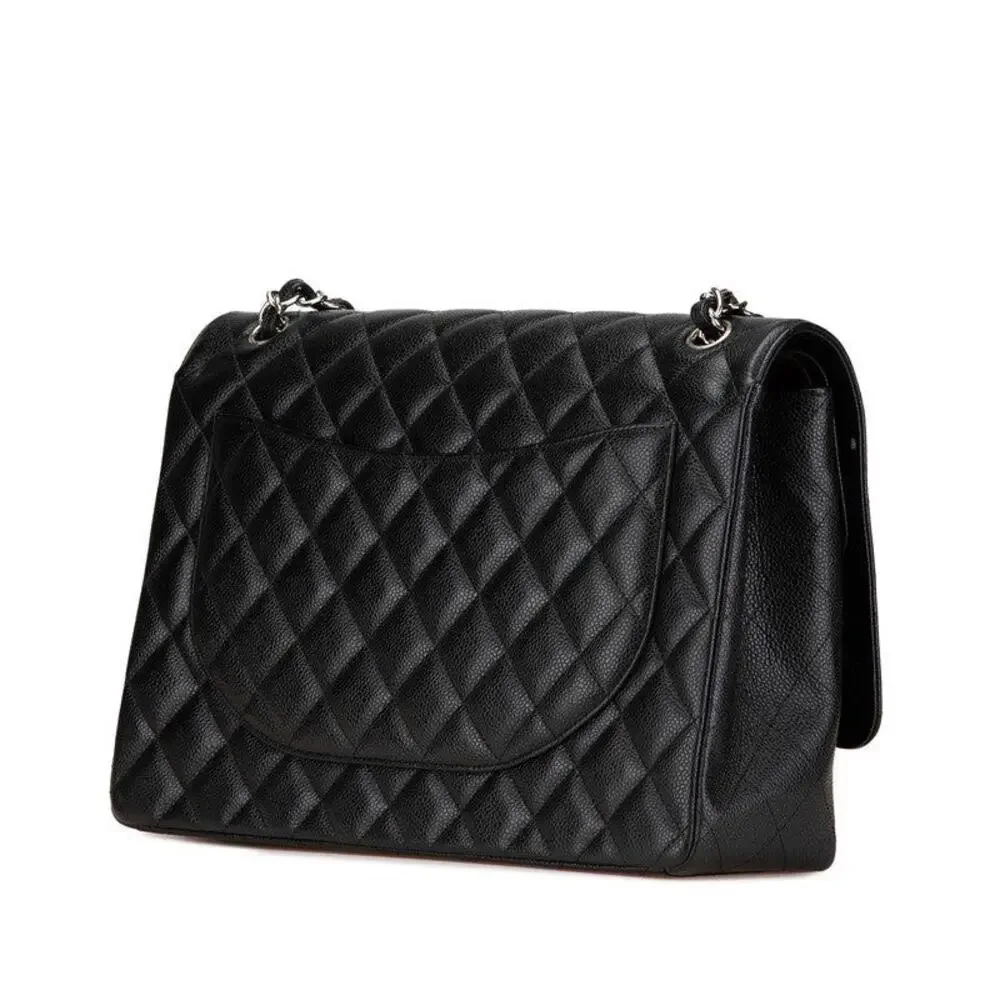 Chanel Matelasse Double Flap Caviar Skin Shoulder Bag Black